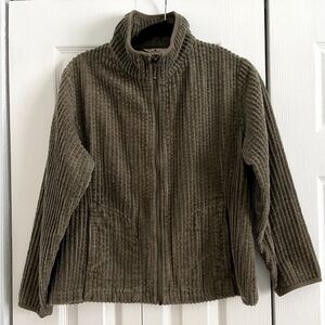 Woolrich  Olive Wide Wale Corduroy Full Zip Jacket Women's M Petite